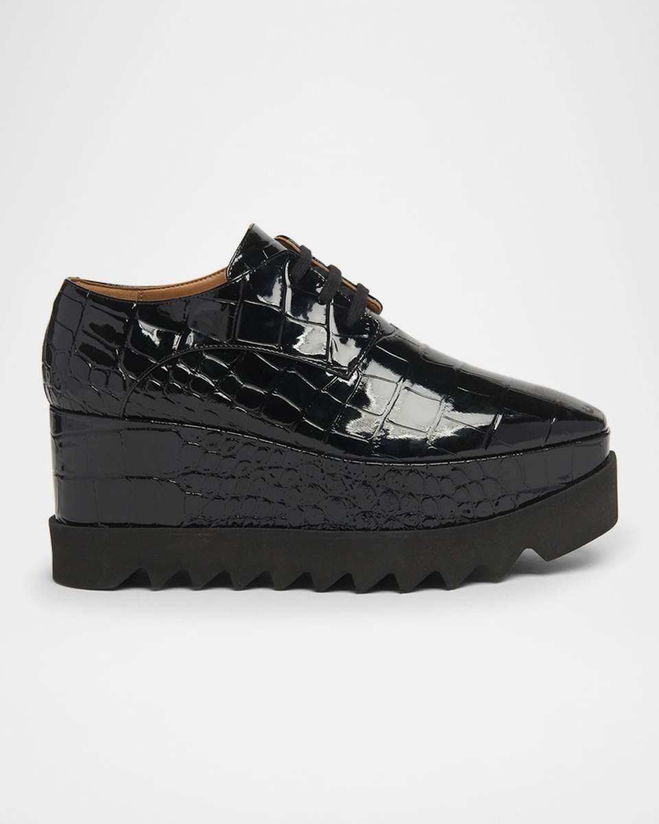 Elyse Croc-Embossed Patent Platform Loafers
